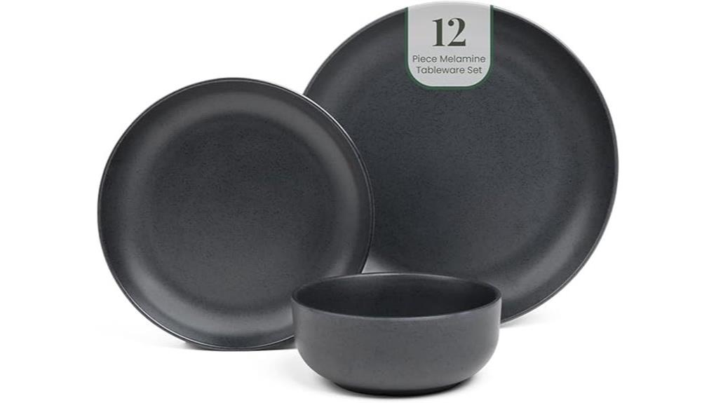 durable 12 piece melamine dinnerware set