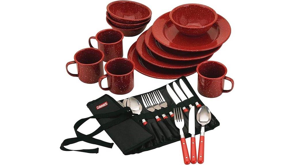 durable 24 piece enamel dinnerware