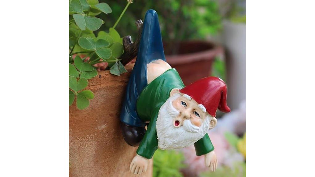 gnome hugging flower pot