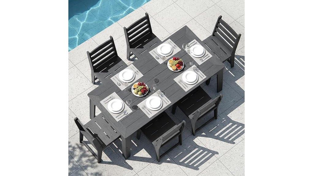 hdpe six person patio dining