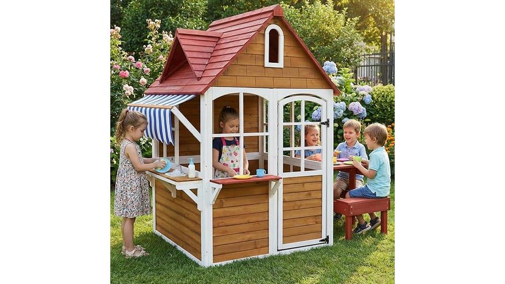 large wooden outdoor playhouse