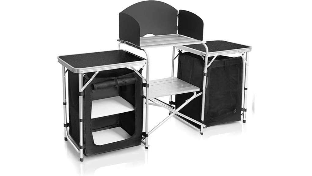 portable folding camp kitchen with windscreen