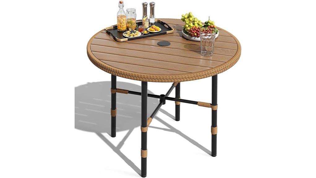 small round patio dining
