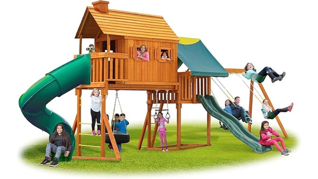 solid cedar treehouse swingset