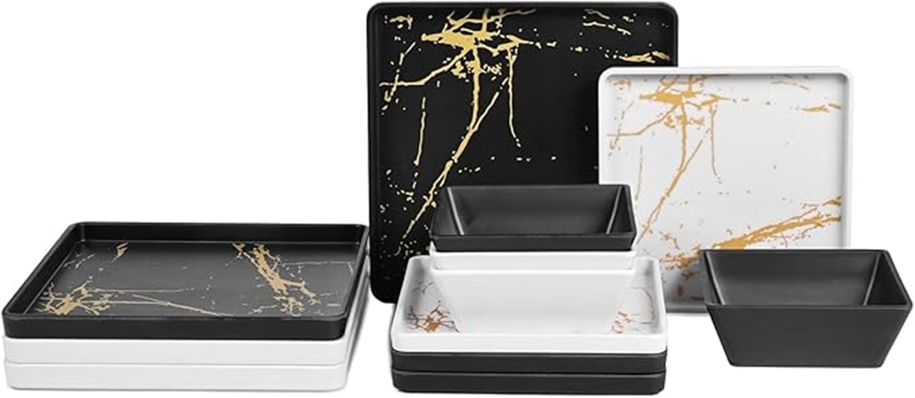 square 12 piece melamine dinnerware set