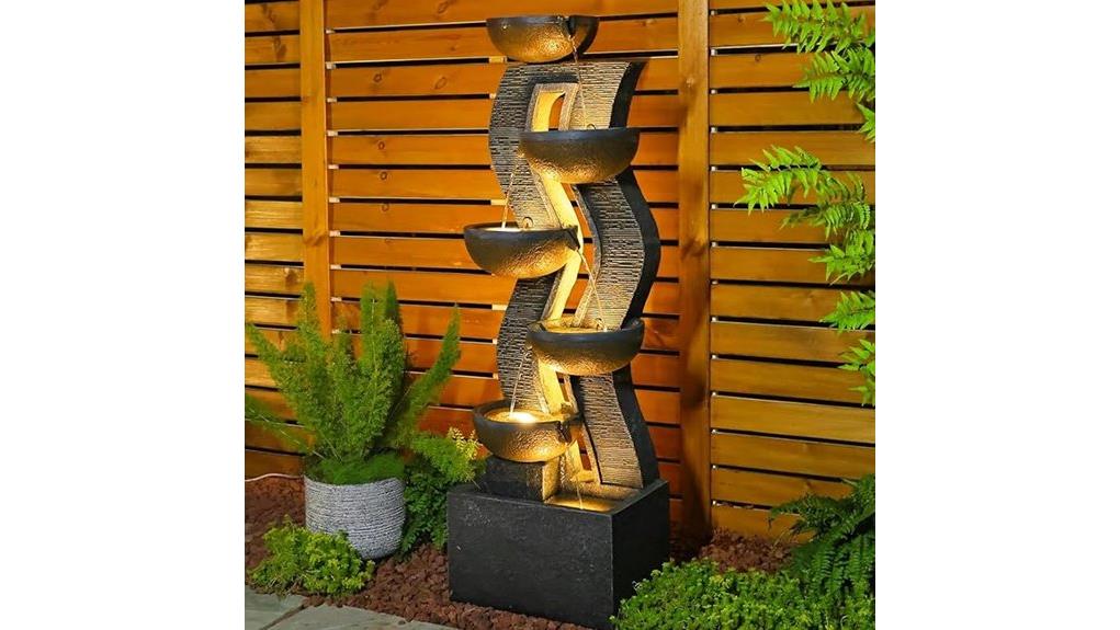 tall illuminated outdoor fountain
