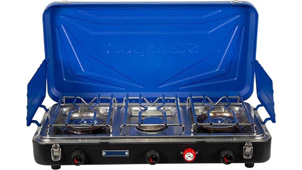 three burner compact propane stove