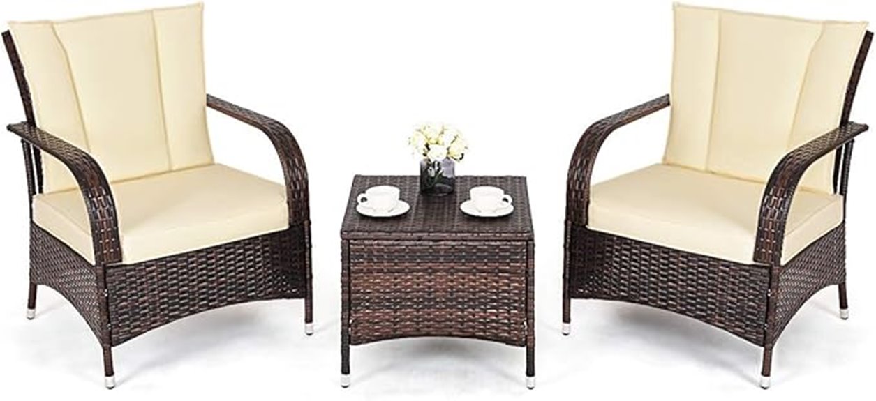 three piece cushioned outdoor seating