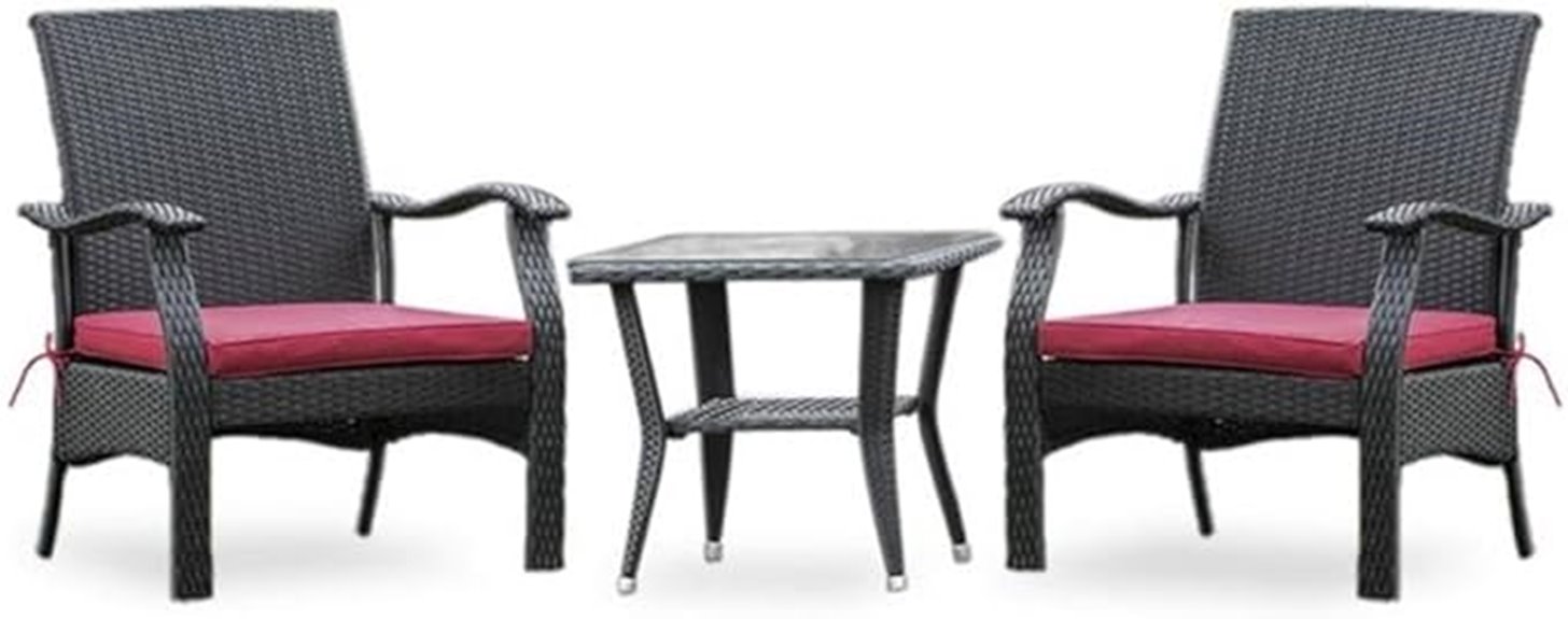 three piece wicker patio set
