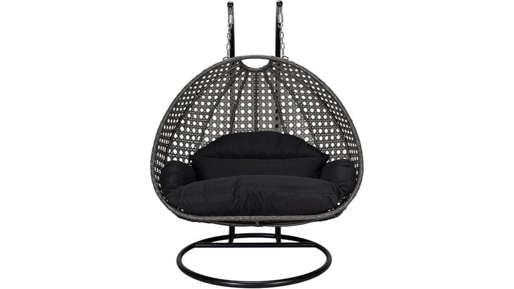 wicker two person hanging egg chair