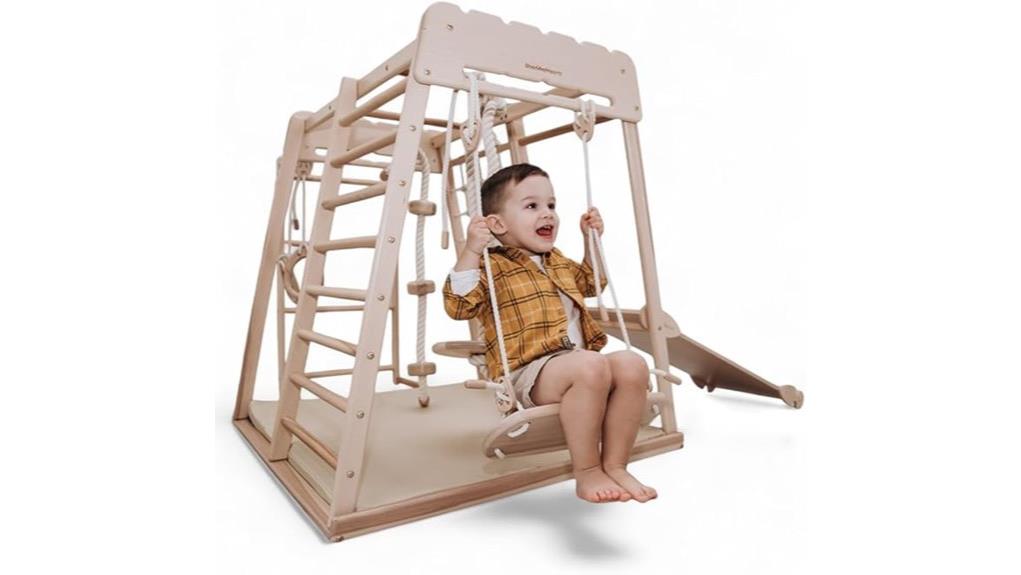 wooden scandinavian trapeze set