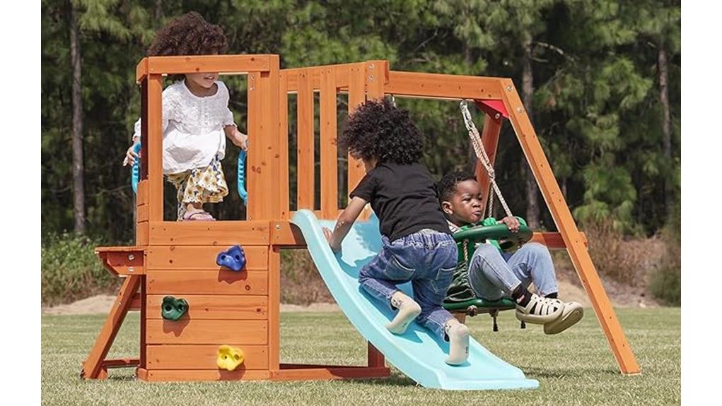 wooden toddler swing set