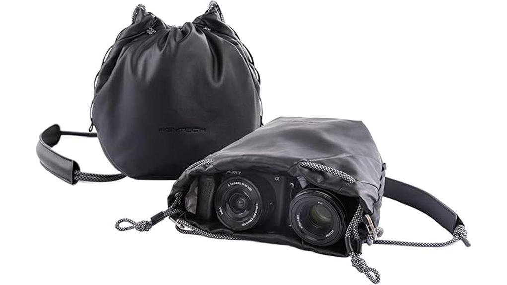 compact drawstring camera pouch
